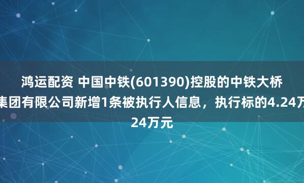 鸿运配资 中国中铁(601390)控股的中铁大桥局集团有限公司新增1条被执行人信息，执行标的4.24万元