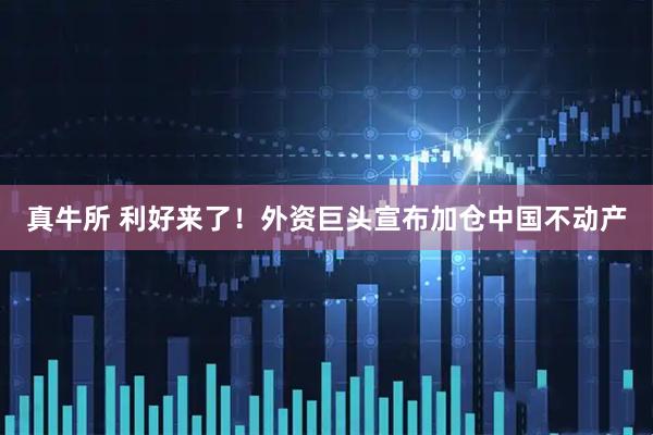 真牛所 利好来了！外资巨头宣布加仓中国不动产