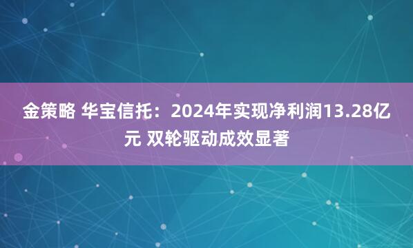 金策略 华宝信托：2024年实现净利润13.28亿元 双轮驱动成效显著